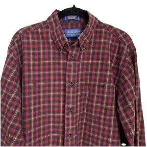 Vintage Pendleton Canterbury Wool Blend Plaid Button Down Shirt USA Medium